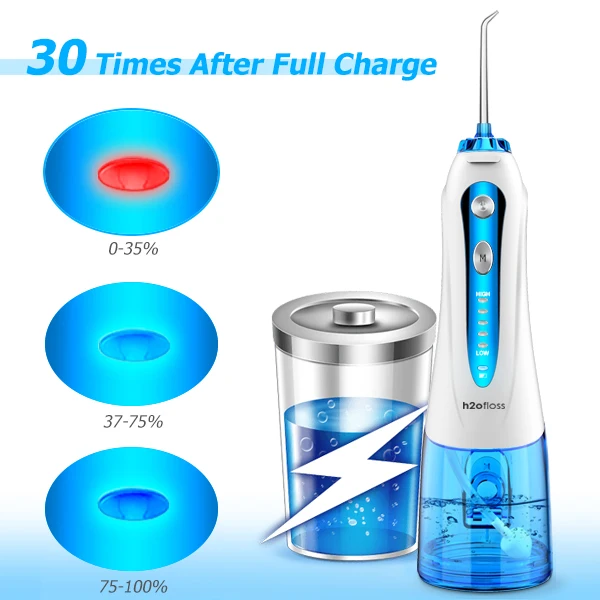 H2ofloss Water Flosser Professional Cordless Dental Oral Irrigator with Waterproof Design and 5 Modes