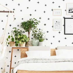 Hand Draw Cross Plus Sign Wall Decal Baby Nursery Kids Room Geometric Scandinavian Cross Wall Sticker Playroom Kitchen