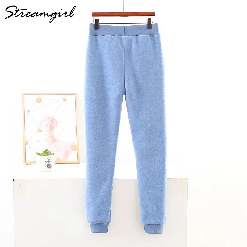 Winter Thick Warm Sweatpants Women High Waist Fleece Trousers Casual Pants For Women Winter Velvet Gray Women\'s Sweatpants