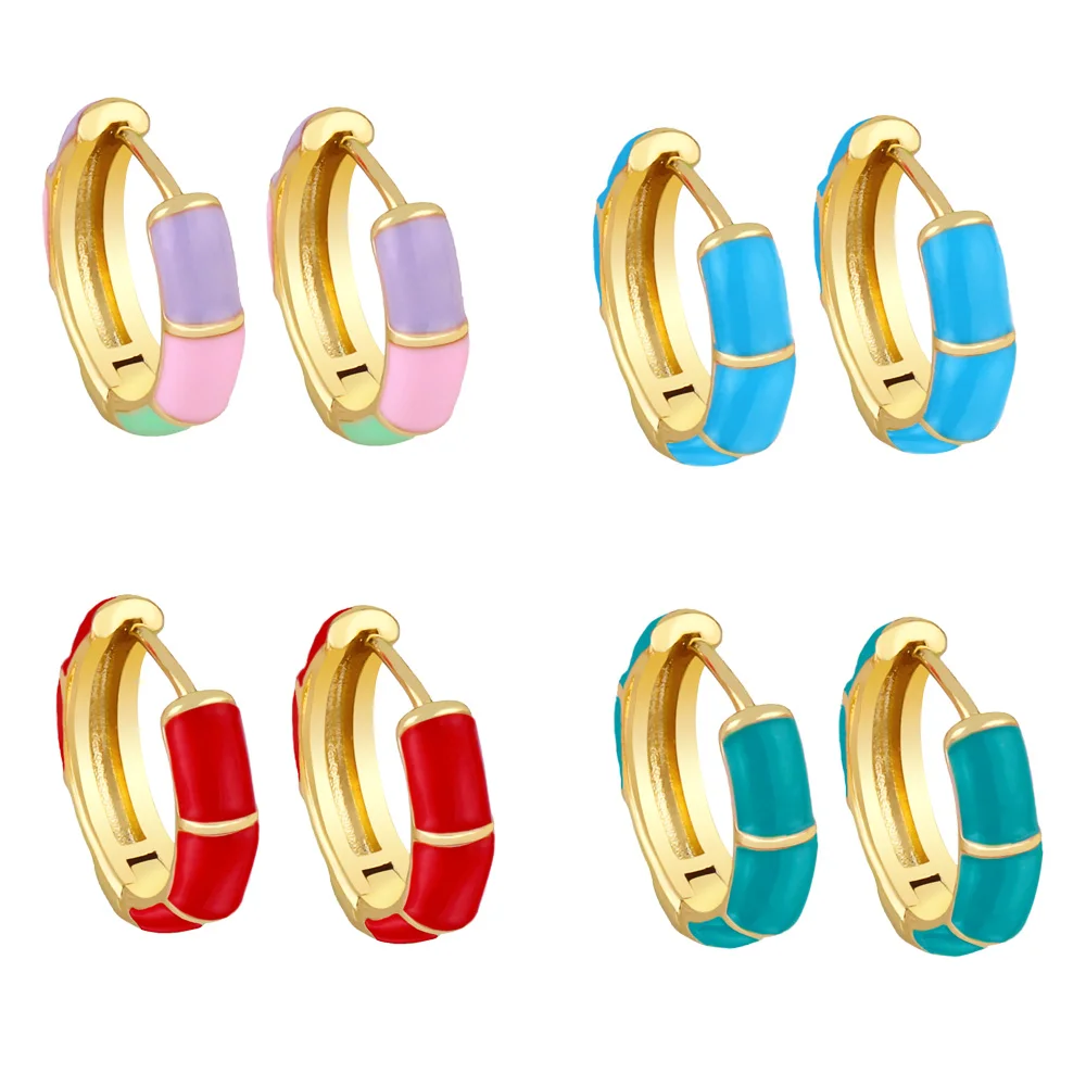 Clearance Earrings / Enamel Colorful Hoop Earrings for Women Gold Plated Earrings CZ Jewelry ersy92