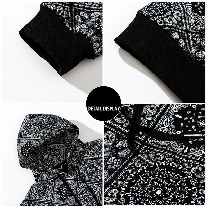 Hooded Fleece Sweatshirts Men Women Bandana Knitted Hoodie Girls Hip Hop Kanye West Harajuku Male Clothes Winter Sweat Shirt