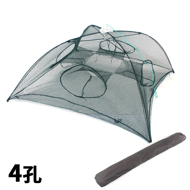 4 hole small cage umbrella fishing net  automatic folding  field tool landing  fish crab trap baskets