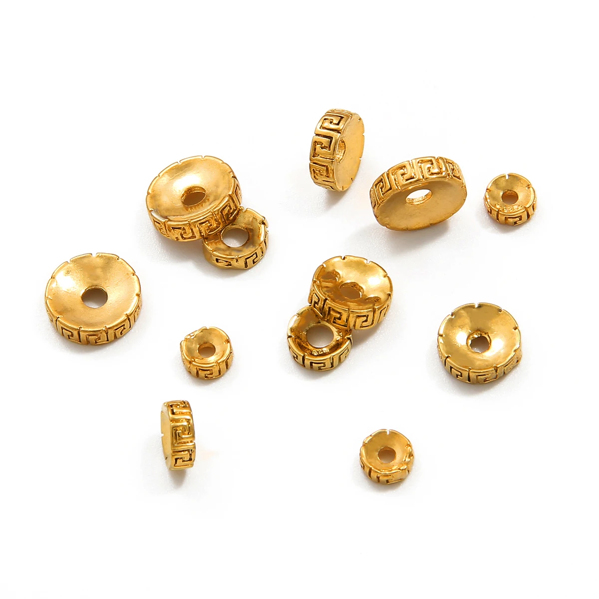 6/8/10/12mm 24K Gold Plated Brass Loose Spacer Beads Metal Septa For Jewelry Making Diy Charm Bracelets Necklace Accessories