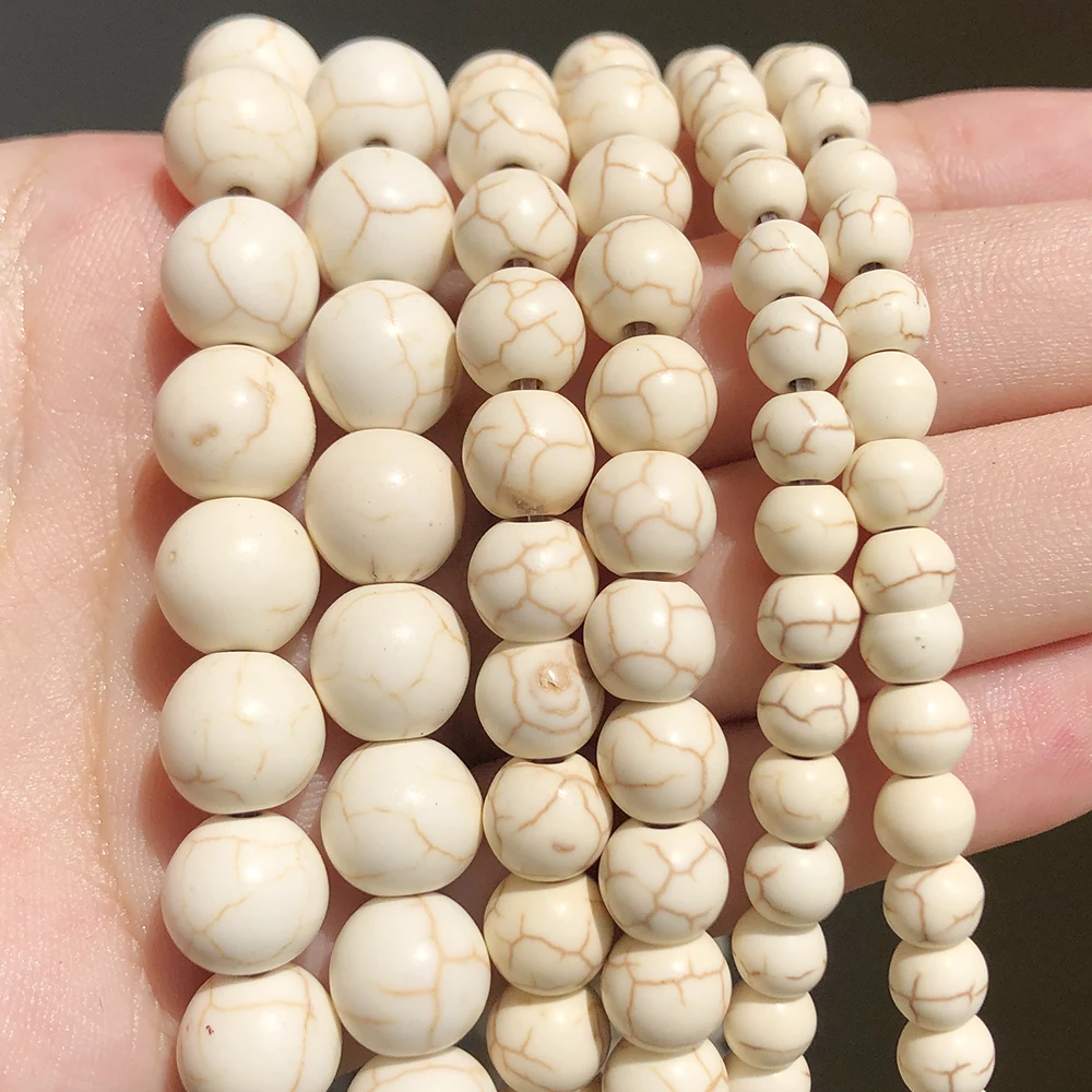 wholesale 15inch strand White Turquoises Howlite Round Beads For Jewelry Making DIY Bracelet Necklace 4/6/8/10/12mm Pick Size