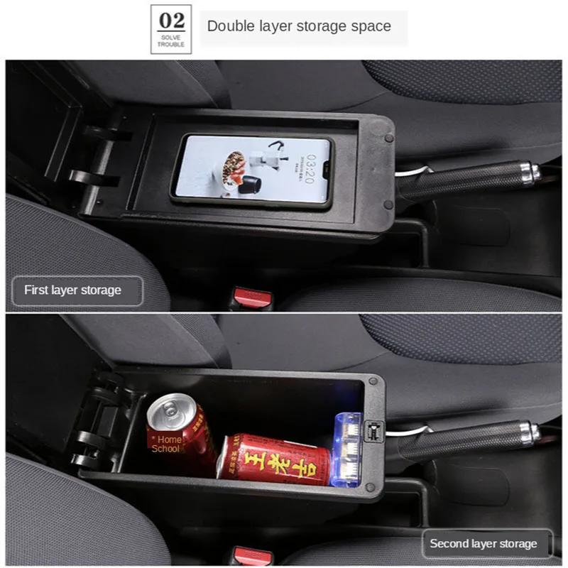 For Kia Soul Armrest Retrofit parts For Kia Soul 2009 2010 2011 2012 2013 2014 Car Armrest box Storage box car accessories 3USB