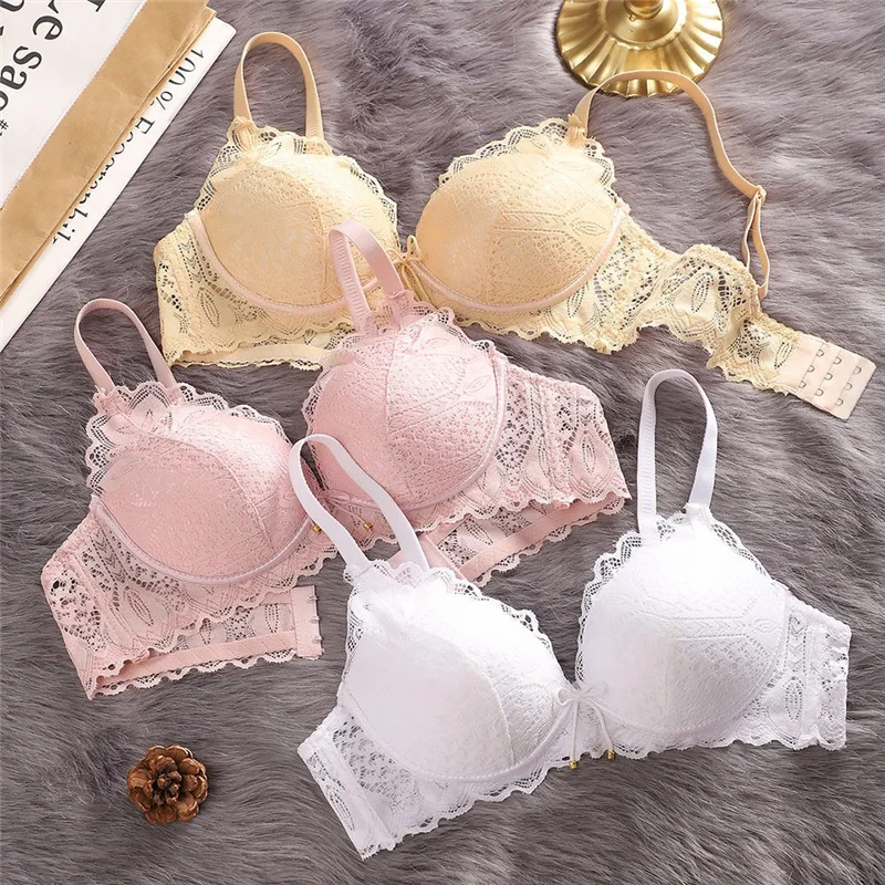 Ropa Interior Mujer Bralette Push Up Bra for Women Seamless Print White Lace Sexy Lingerie Brasieres Sujetador Biustonosz