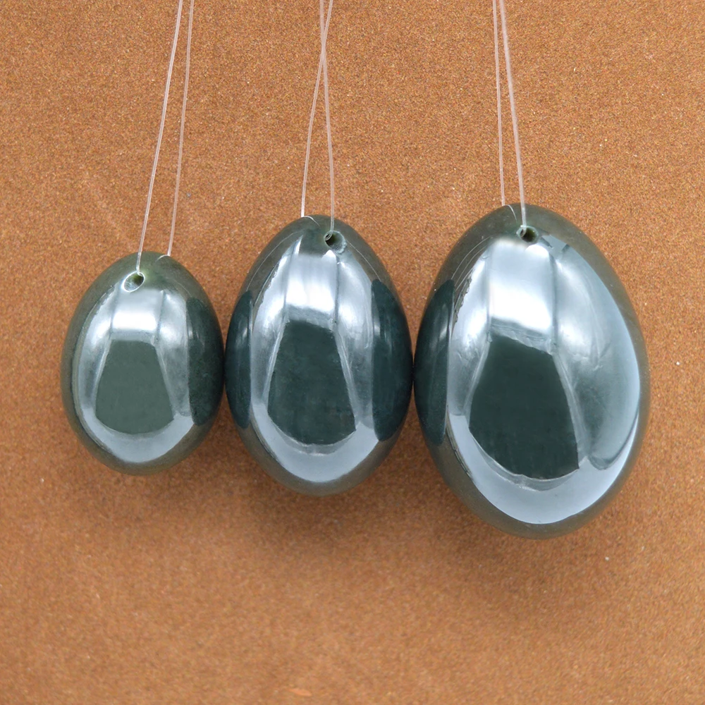 3pcs Nephrite Jade Eggs For Women Kegel Exercise Drop Shipping Jade Yoni Egg Set Vaginal Muscle Tightening Drilled Massage Stone