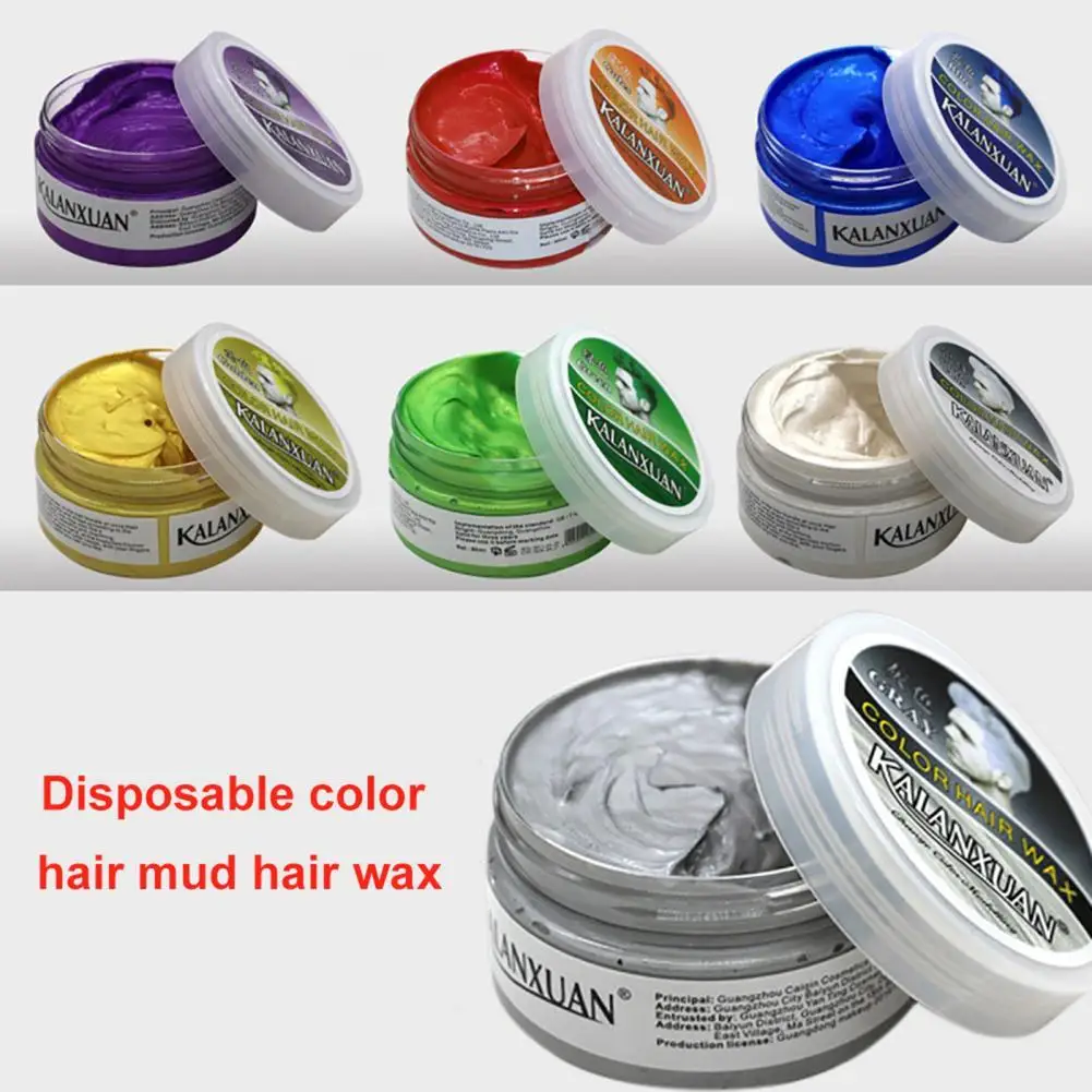 Cera de color para el cabello Unisex, crema de peinado temporal de arcilla de Color negro, fuerte y sujeción