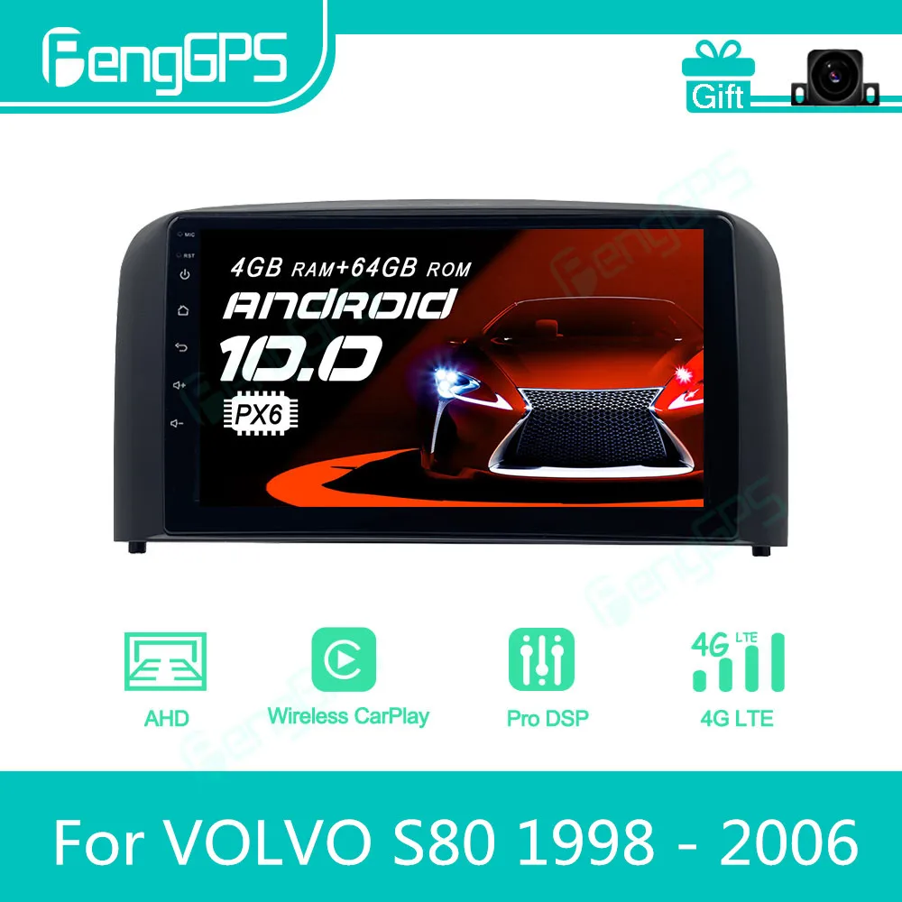 For VOLVO S80 1998 - 2006 Android Car Radio Stereo Multimedia Player 2 Din Autoradio GPS Navigation PX6 Unit Screen Display