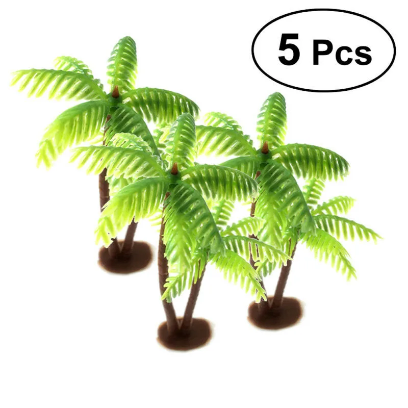 5Pcs Mini Plastic Coconut Palm Tree Plant Craft Micro Landscape Aquarium DIY Decor Artificial Plants For Garden Moss