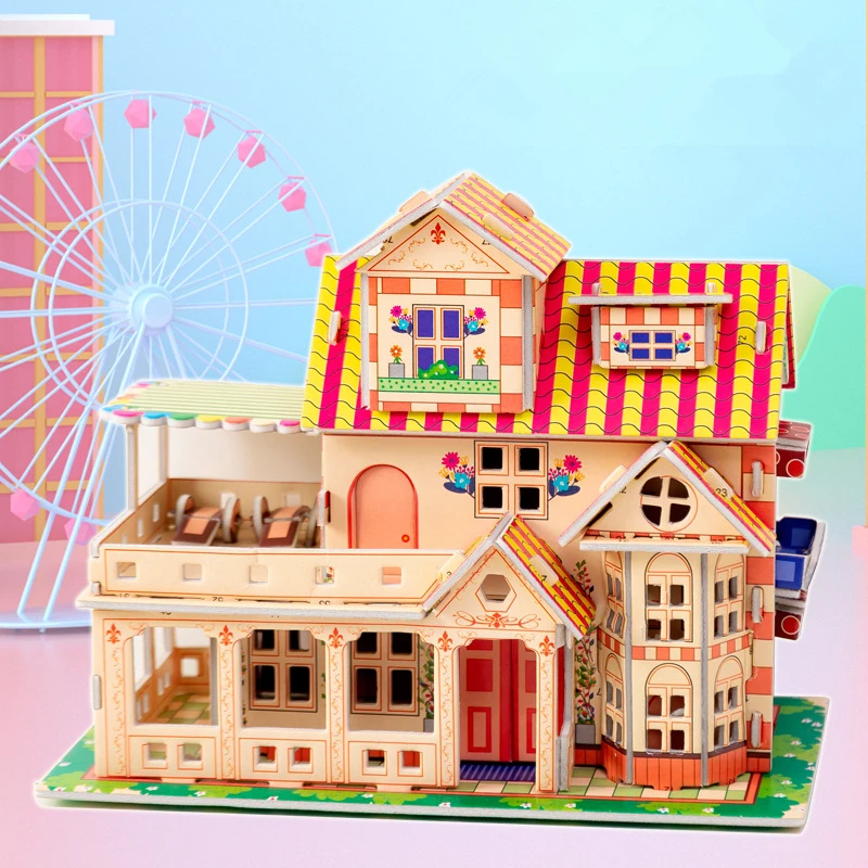 

3D Jigsaw Puzzle Large Children's Educational Toys Princess House Puzzles DIY Assembly Creative Model Kindergarten Kids Gift