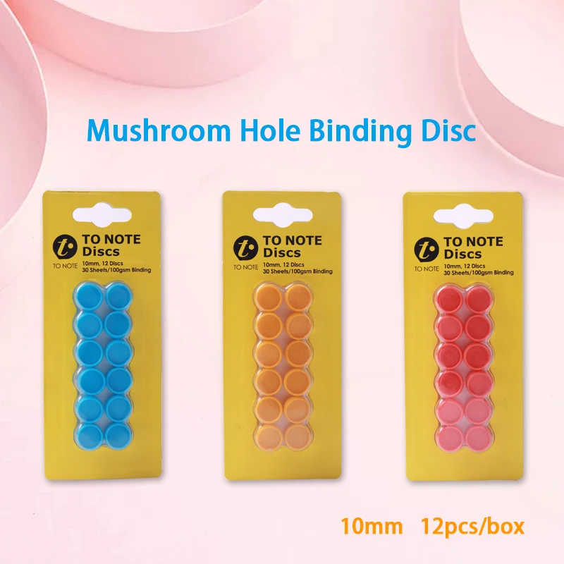 KW-triO 12pcs/box 10mm Disc Binding Ring Plastic Ring Buckle Mushroom Hole Loose-leaf Notepad Binder Disc Buckle School Supplies