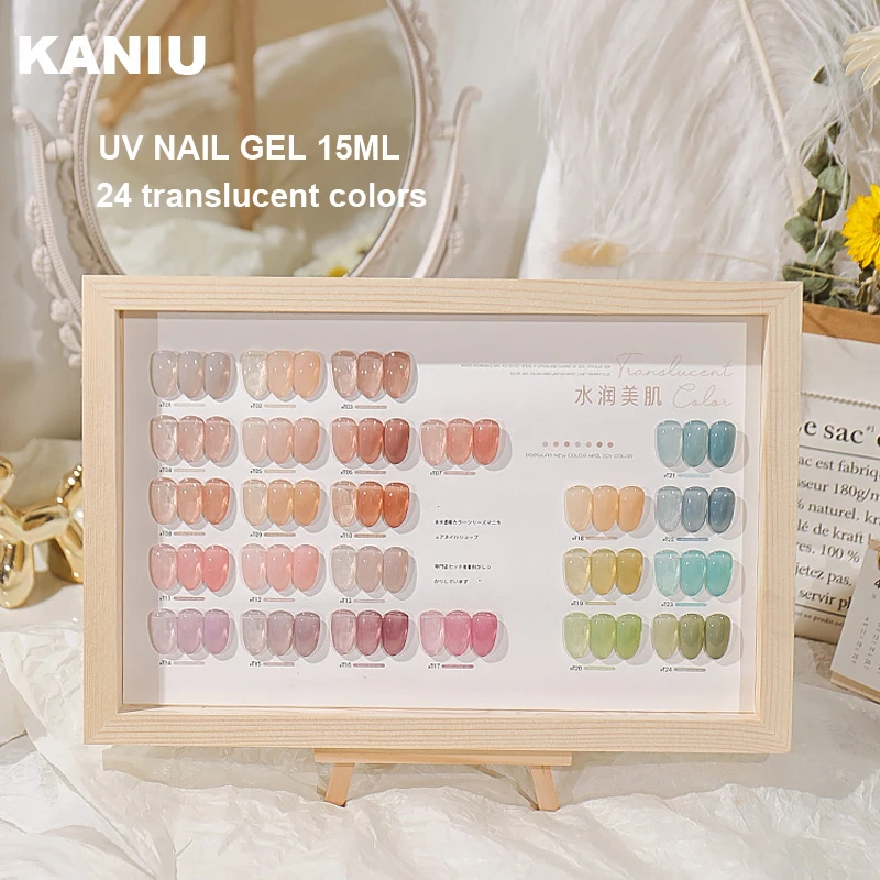 

KANIU 15ML Translucent 24 Colours UV Nail Varnish Jelly Colors UV LED Gel Polish Lacquer For Nails Salon