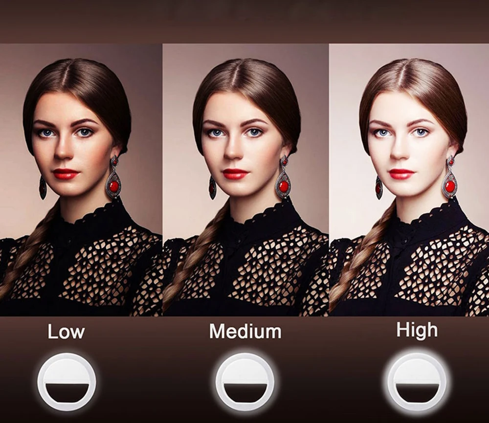 Led Selfie مصباح مصمم على شكل حلقة الجدة ماكياج الإنارات Led Selfie مصباح الهواتف المحمولة صور إضاءة ليد ليلية مرآة النيون تسجيل Selfie الدائري