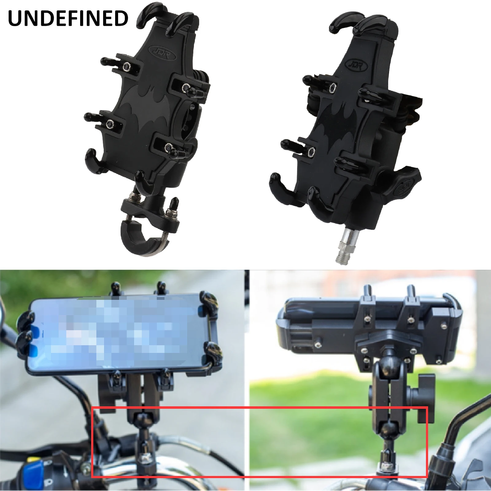 Motorcycle Riding Phone Holder Buffer Shock Absorber 8/10mm M10 Mirror Side Mount 15-33mm Handlebar for 4.7-7.1 Inch Mobilephone