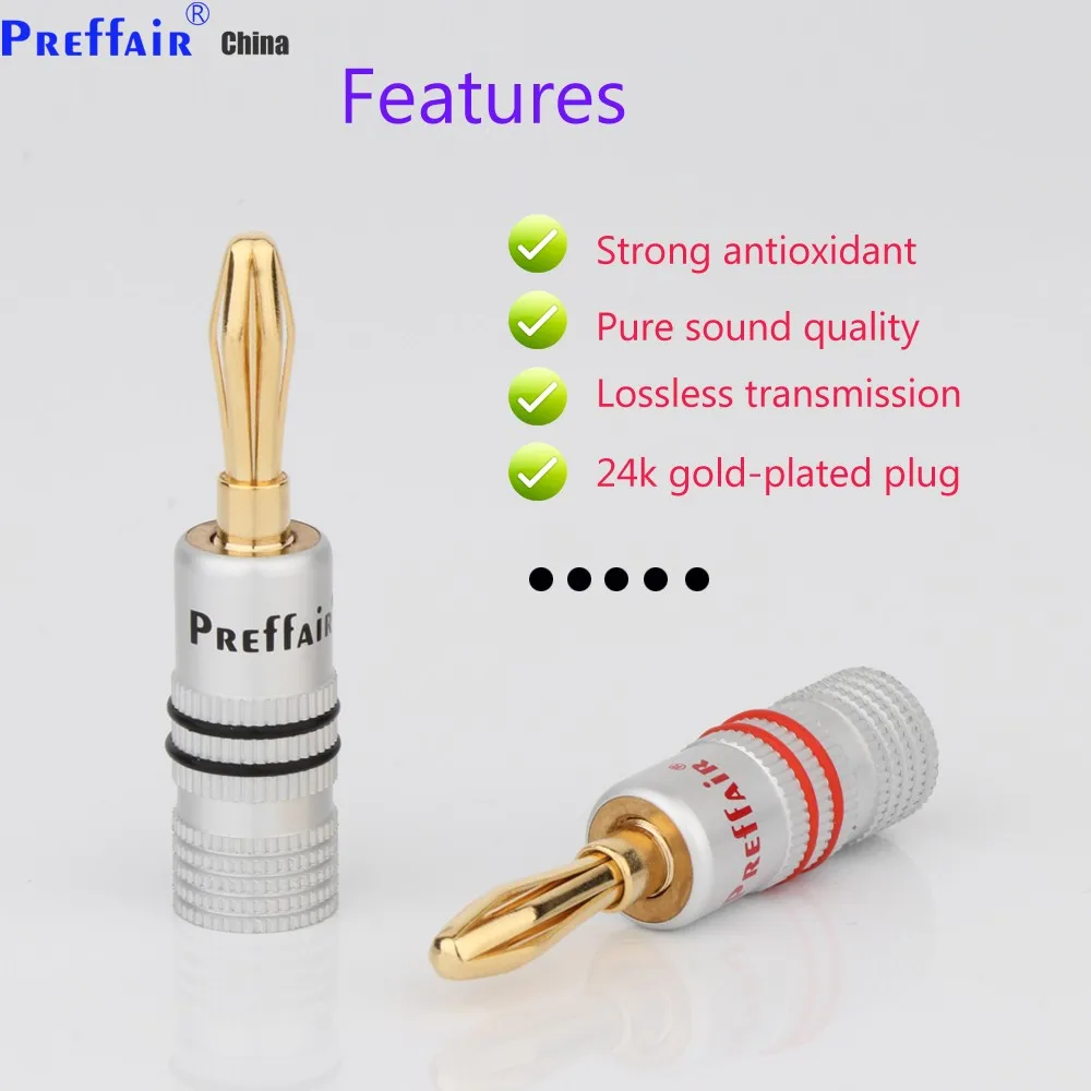Preffair BA1468 4mm cerrado tornillo 24K chapado en oro conector tipo Banana para altavoz conectores para cable de altavoz de la pared Placa de adaptador de extensión