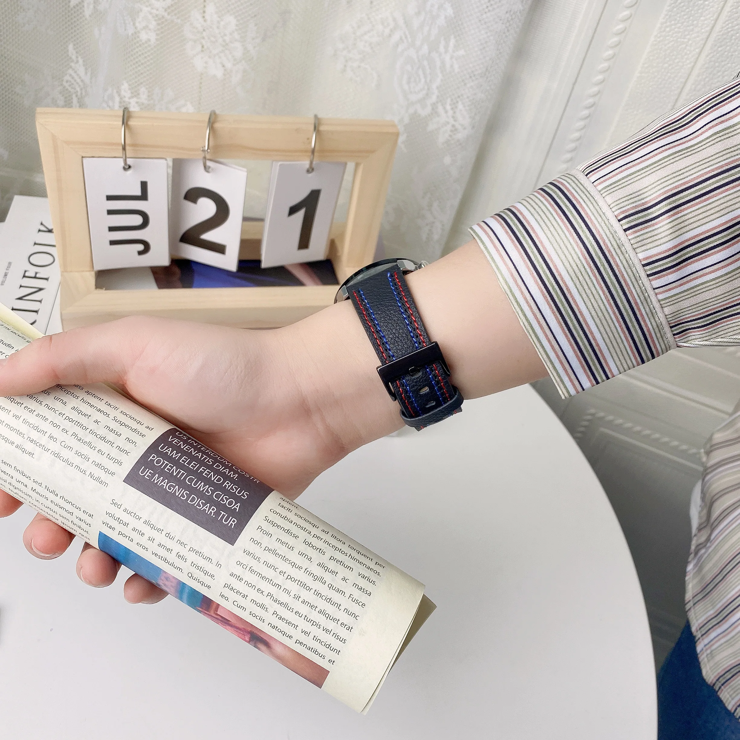 20 cinturino in pelle 22mm per Samsung Galaxy Watch 3 4 40/44mm Classic 42/46mm Gear Sport S3S2 Huami Amazfit gtr bip cinturino huawei gt2