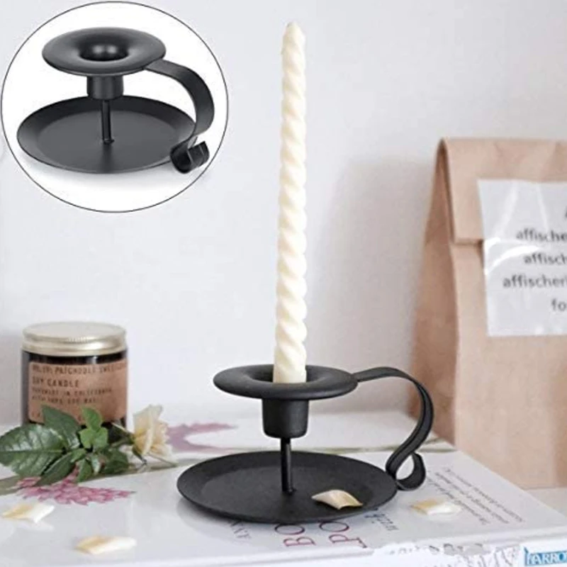 

1pc Modern Home Decoration Black Candlestick Simple Table Centerpieces for Dining Room Table Bar Decorative Candle Holder Set