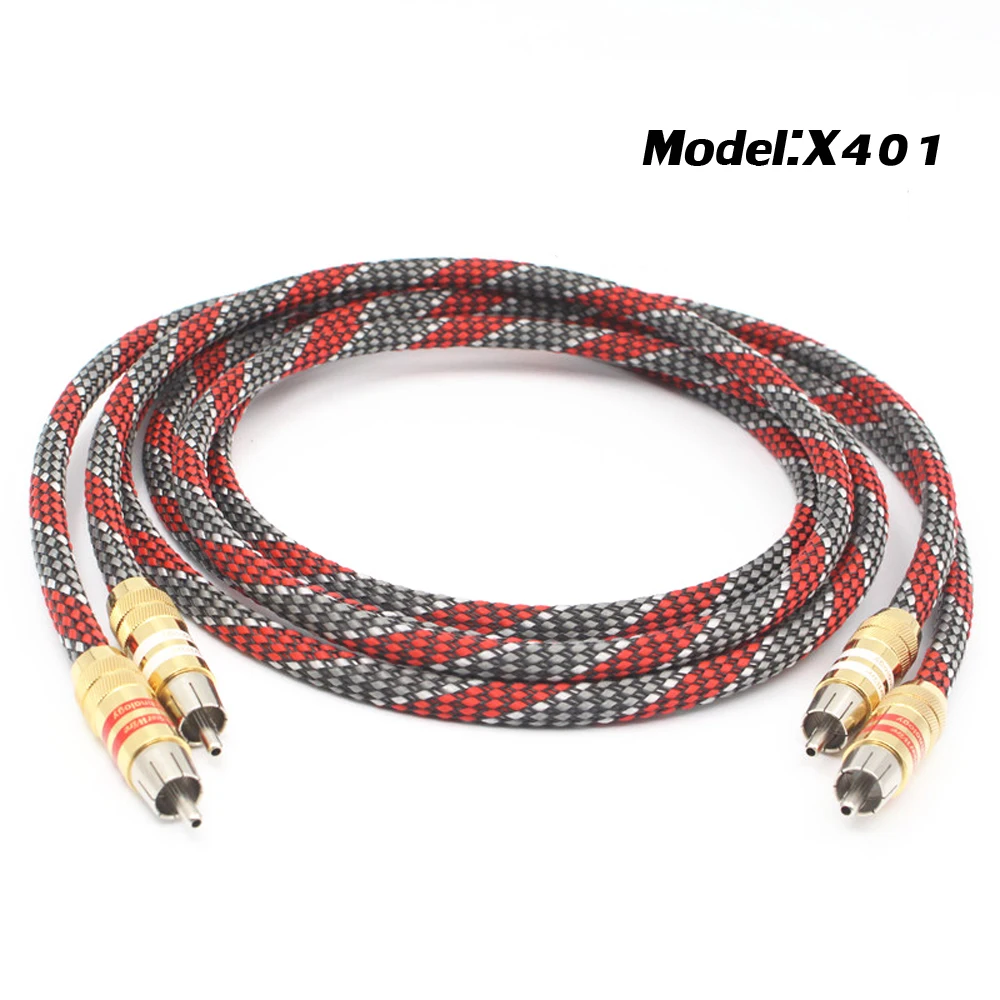 X401 Hi-End One Pair OFC Copper Plated Silver Cable 2 Core Shielded Video Wire Hifi Audio RCA Cable