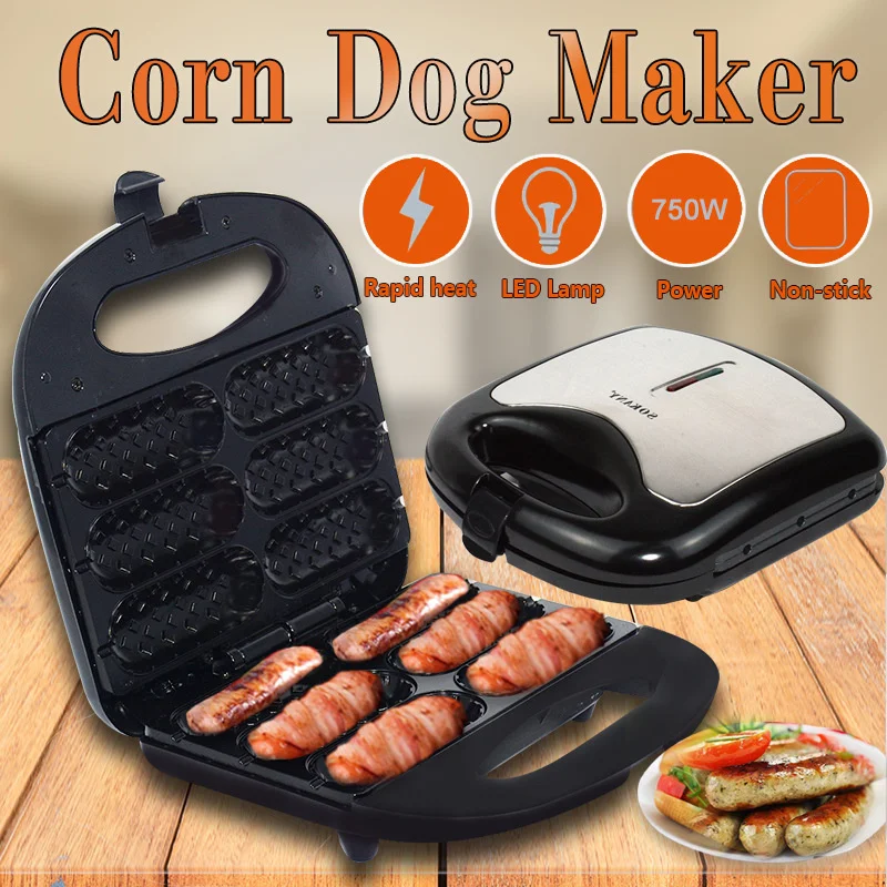 Electric Hot Dog Maker Waffle Non-stick Crispy Corn French Muffin Sausage Making Machine For Breakfast for Home 220V 750W KX06