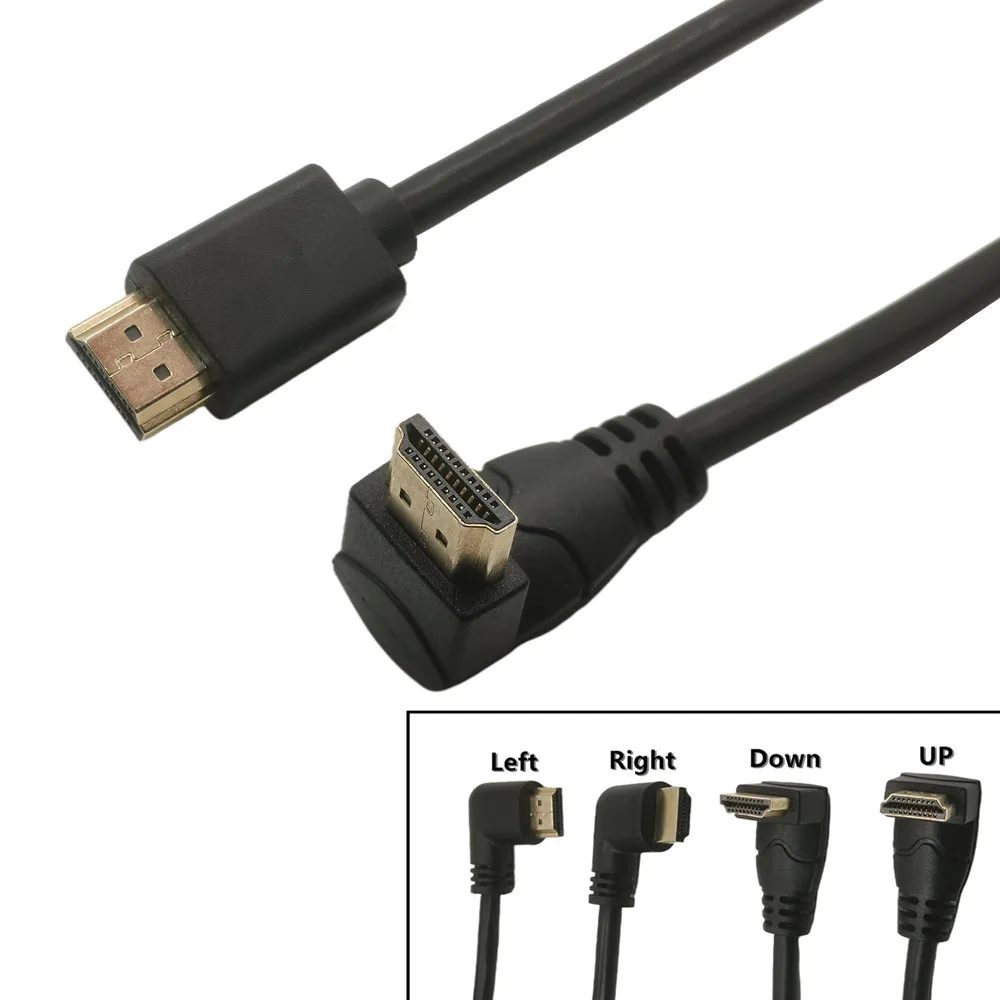 4K * 2K 60HZ 2.0 HDMI-kompatybilny z dół i do góry i do lewej i prostopadły 90 stopni męski przedłużacz HD kabel 2.0 kątowy kompatybilny z HDMI