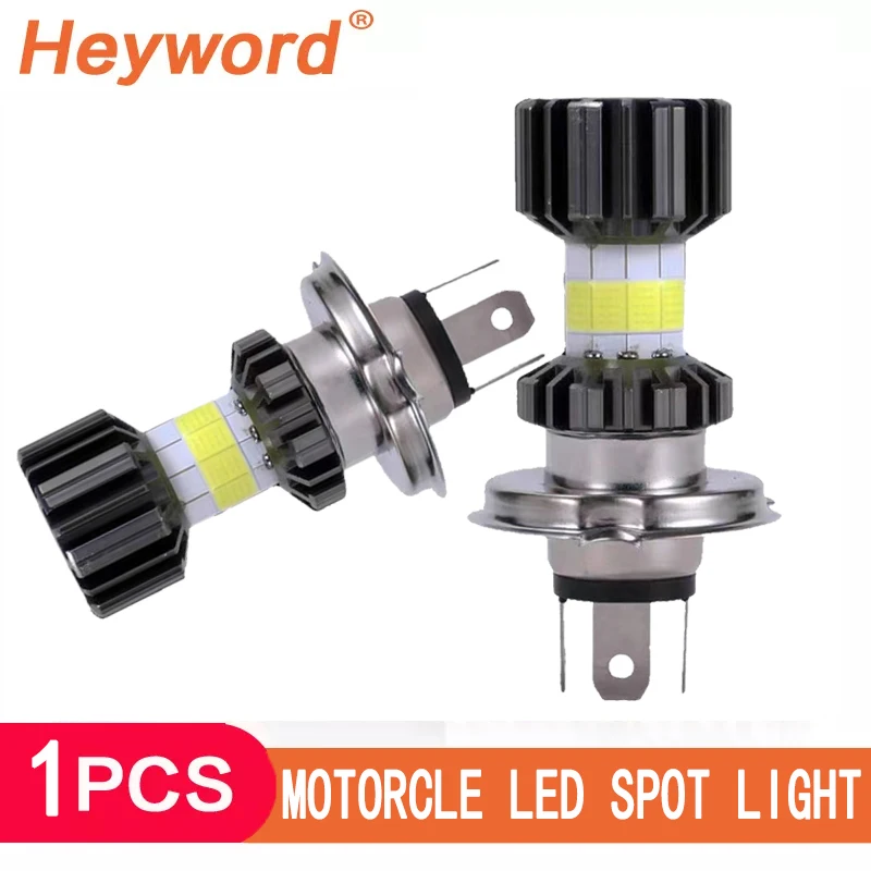 H4 LED Moto H6 BA20D LED Motorcycle Headlight Bulbs 8 Sides COB White 6000K Hi Lo Lamp Scooter Accessories Fog Lights 12V