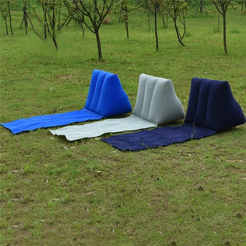 Inflatable Lounger Air Soft Beach Mat Outdoor Portable Relax Back Pillow Folding Seat Cushion Beach Traveling Camping Mat