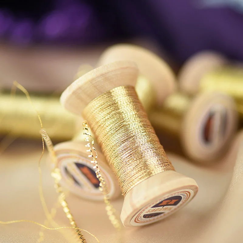 Amber gold series of Gold thread/French embroidery thread/embroidery spool/colorful gold embroidery thread /50 meters/roll