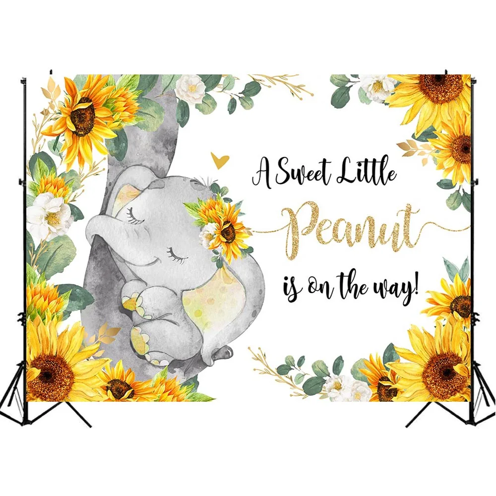 Mocsicka фон для фотосъемки с изображением милого слона подсолнуха листьев новорожденных реквизит для фотостудии