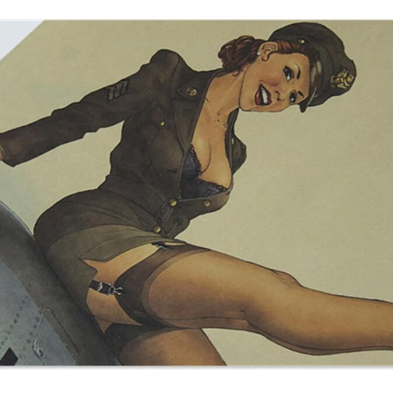 World War ll Sexy Girl Vintage Poster Retro Nostalgic Home Decor Kraft Paper Wall Sticker Bar Cafe Room Decor Posters view 2