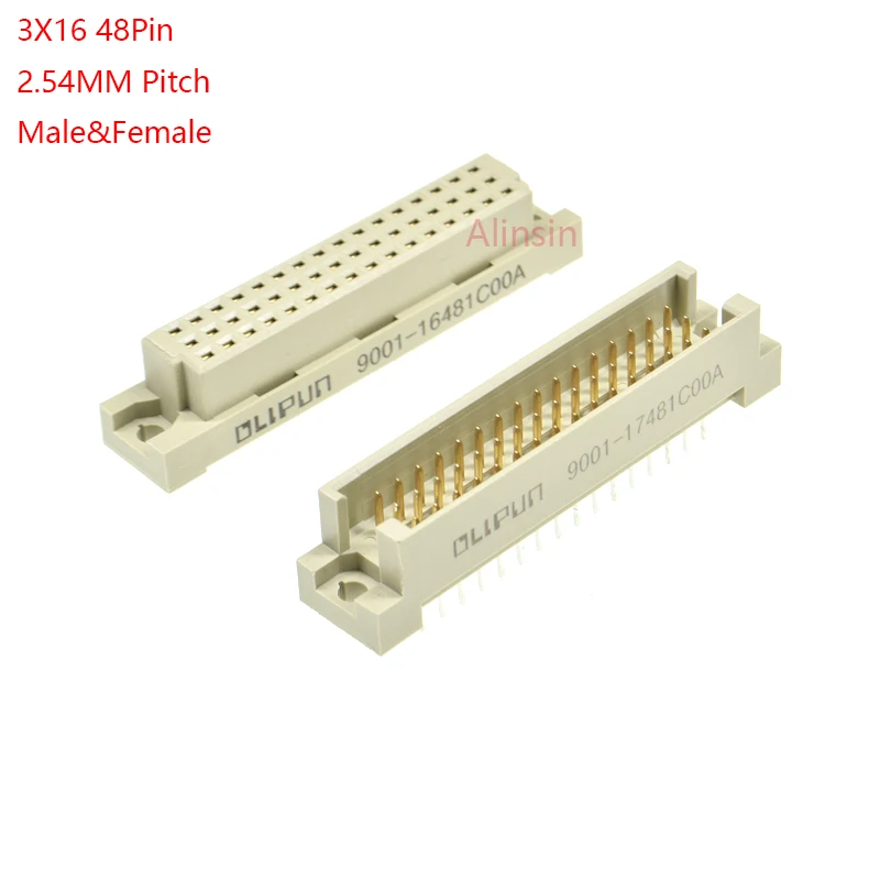 Разъем din 41612, 5 шт., 3-рядный штекер, разъем «папа», «мама», сквозное отверстие, 3X16, 48 контактов, шаг 2,54 мм, 9001, 15481, 16481, 17481, 18481