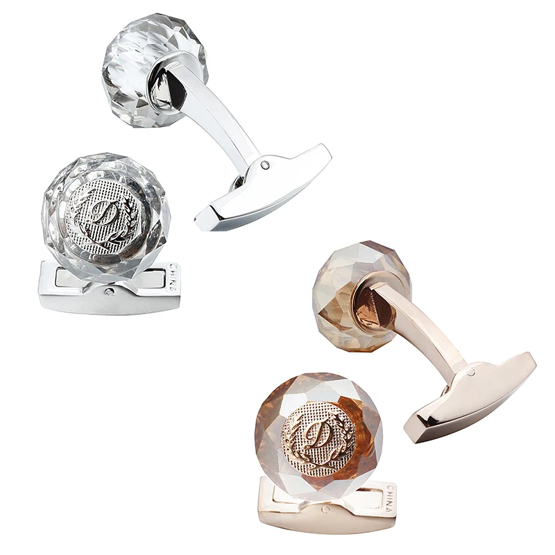 HAWSON Luxury Letter D Cufflinks 6 Colors Options Stone Cuff Links Rose Gold Color Mens Fashion Jewelry Gifts For Ceremony
