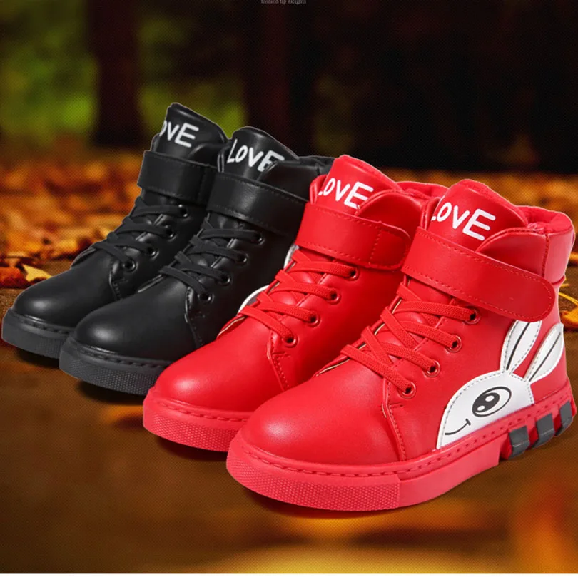 

Girls boots autumn and winter two cotton short boots 2019 new children plus velvet Martin boots snow shoes older children's shoe