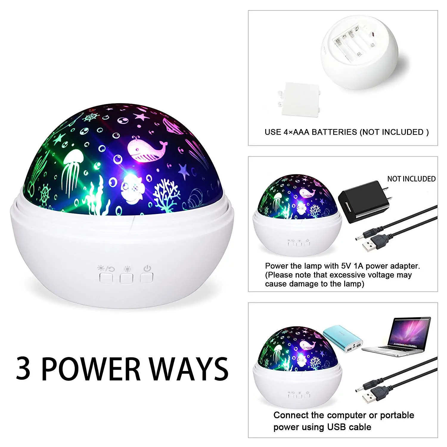 Starry Night Light Projector for Kids, rotação 360 °, bebê, Ocean Wave, decoração do quarto