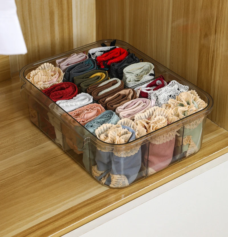 Caja de almacenamiento de ropa interior para el hogar Compartimiento de almacenamiento de ropa dividido Cajón de almacenamiento Armario Calcetines Organizador de separación Pantalones