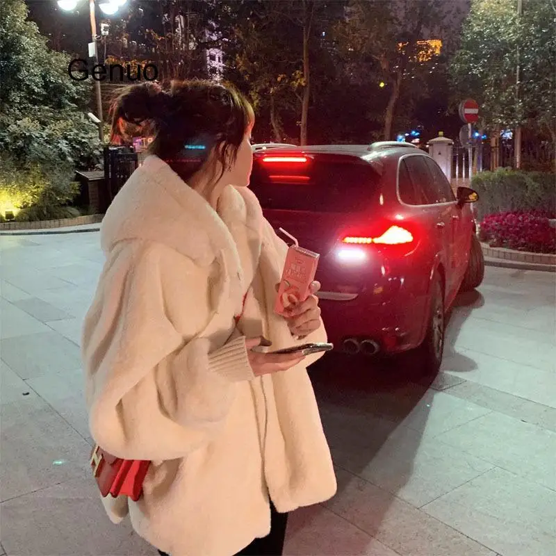 Fashion Faux Fur Hooded Coat 2020 Winter Women Casual Slim Long Sleeve Faux Fox Fur Winter Jacket Women Casaco Feminino