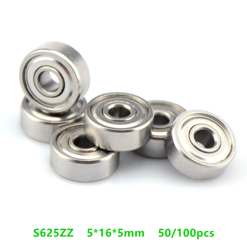 50/100pcs S625ZZ S625 ZZ 5*16*5mm Stainless steel Ball bearing Miniature Deep Groove Ball Bearings 5x16x5 mm