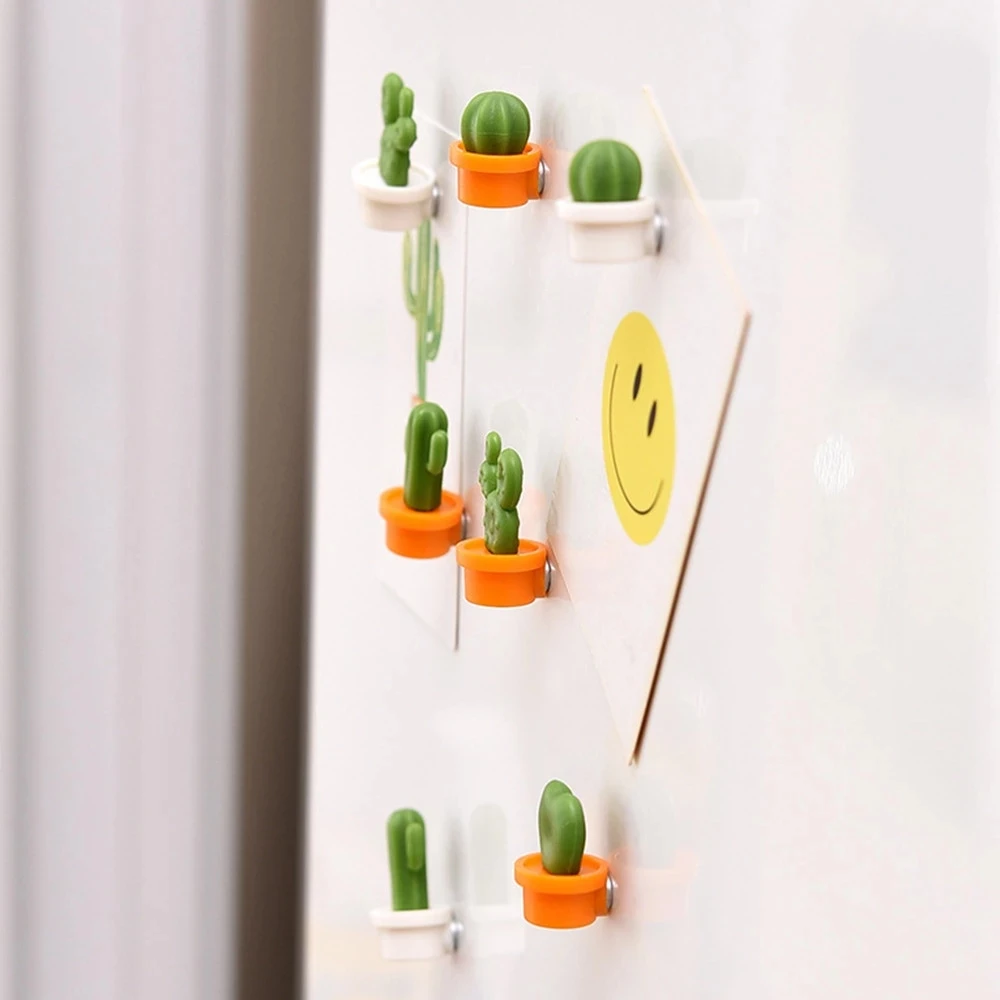 6pcs Cute Succulent Magnet Button Home Kitchen Cactus Refrigerator Message Sticker 2021 New Arrival Portable Creative Hot Sale