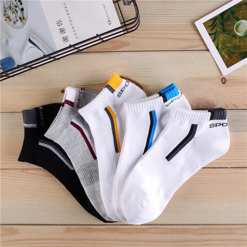 Urgot 10 Pieces=5 Pairs/lot Men Socks Breathable Short Socks Summer Cotton Sports Socks Absorb Sweat Ankle Socks Fashion Casual