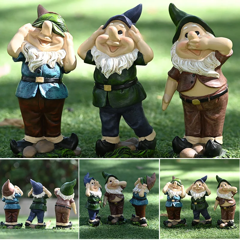 Hot Sale Dwarf Cartoon Resin Ornaments Micro Landscape Garden Home Decoration Cute Gifts for Friend Garden Statues Sculptures