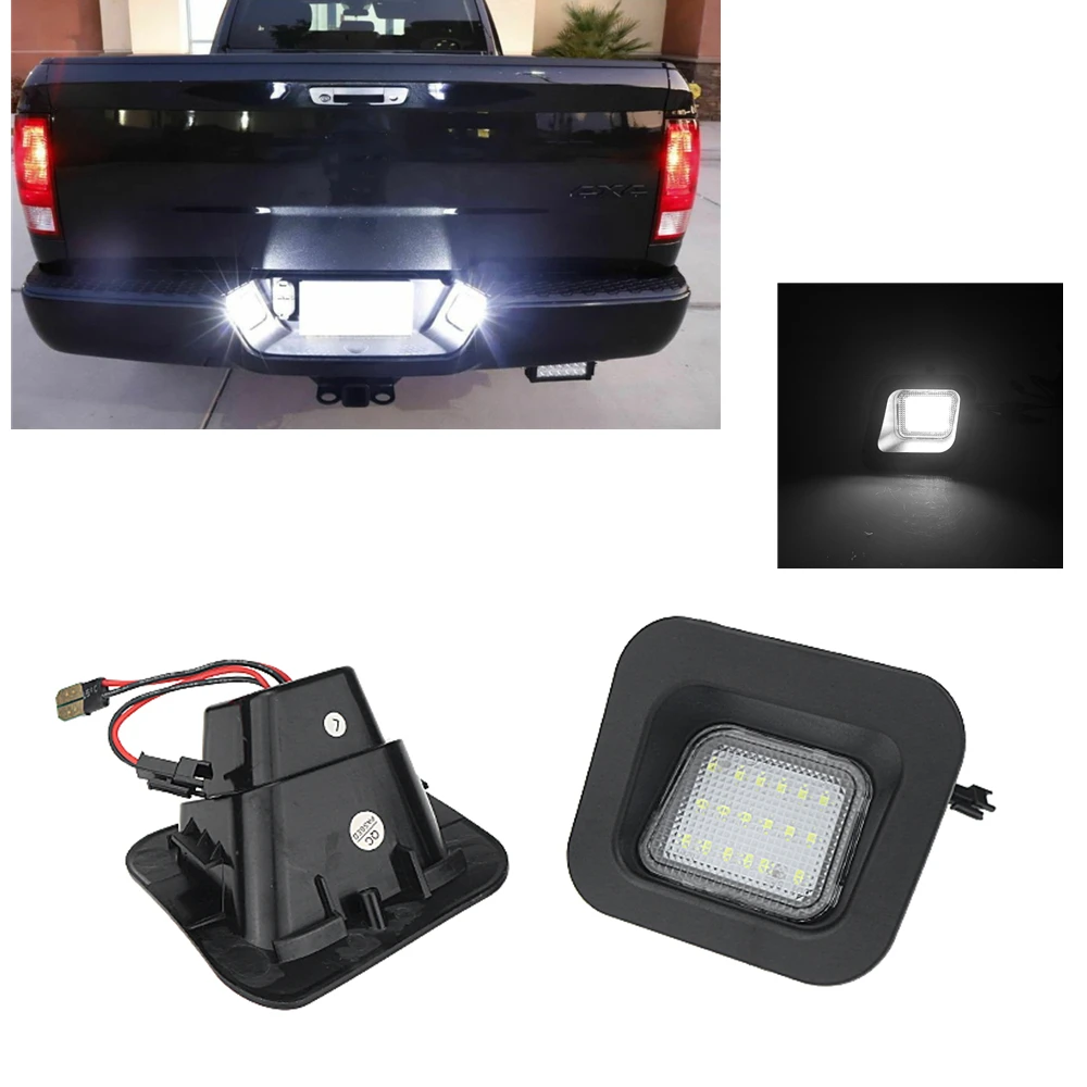 

For Dodge Ram 1500 2500 3500 2003-2018 LED License Plate Lamp Rear Bumper Trunk Indicator Signal Number Panel White Light Bulb