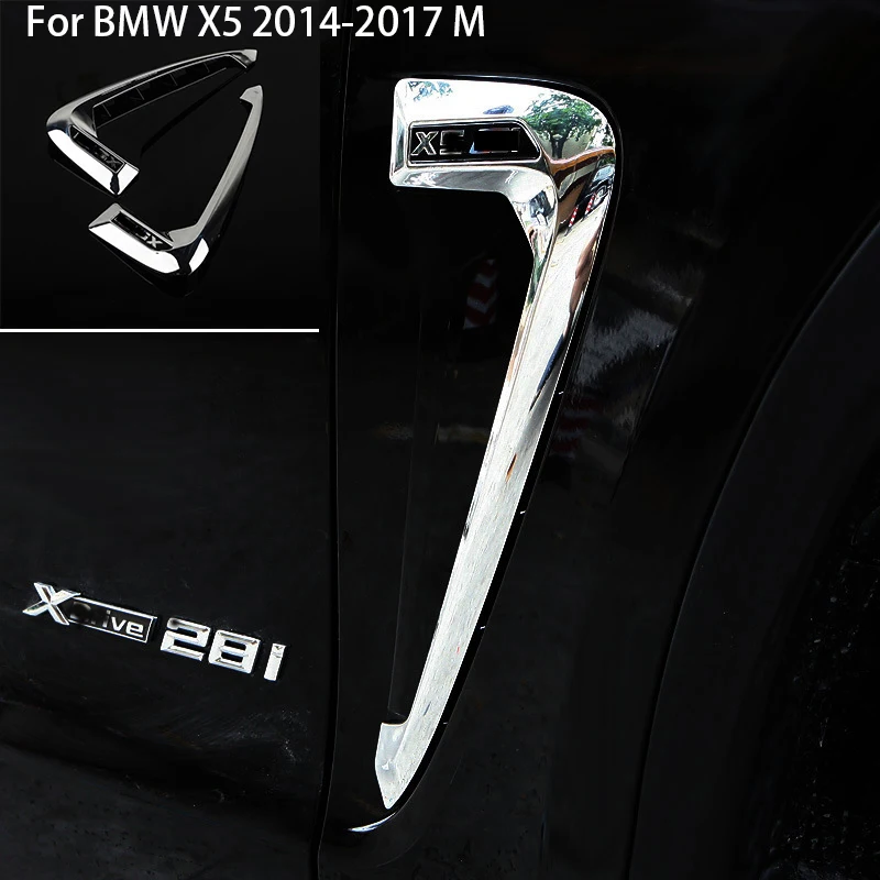 

Car Exterior Accessorie Decals car Both Side Leaf Plate Fender Decoration Air Vent Cover Chrome For BMW X5 2014 2015 2016 2017