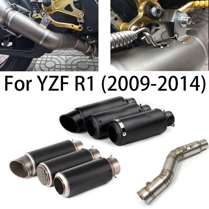 

For Yamaha YZF-R1 MT 03 2009-2014 51mm Motorcycle Exhaust Pipe middle Link Tube Slip Motocross Muffler Silencer escape moto