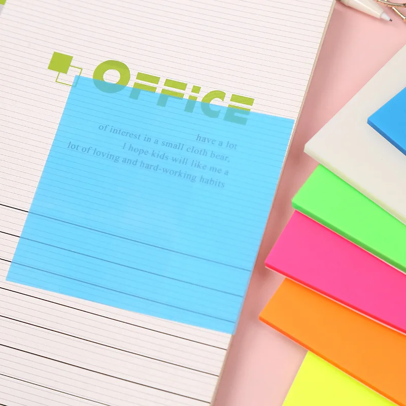 50Page Transparent Sticky Notes Student Waterproof Message Memo Pad Creative Stationery Office School Supplies Color Notebook