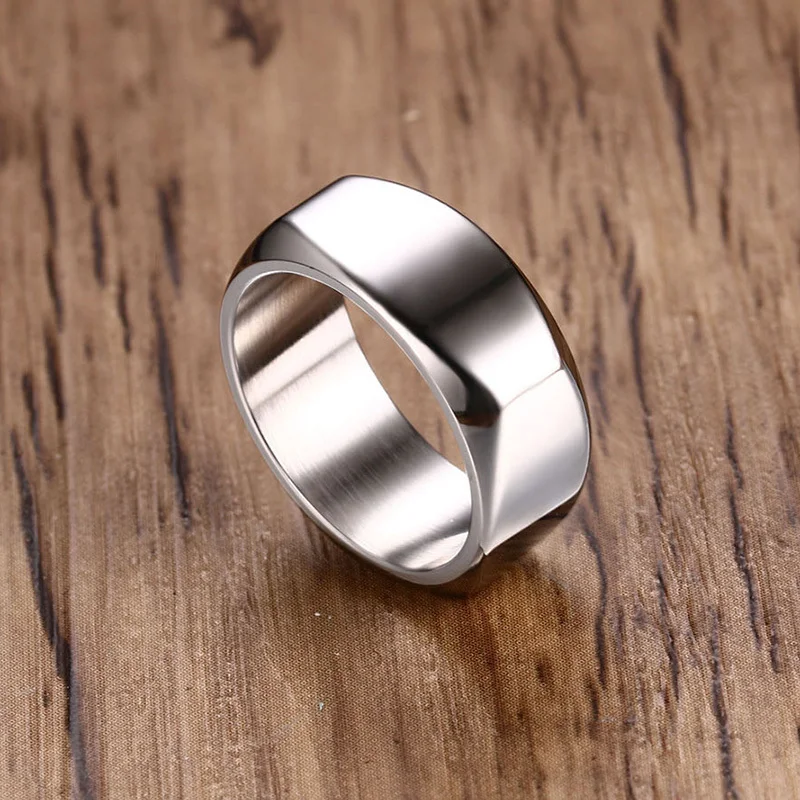 Men\'s Flat Top Ring, Stainless Steel Band Four Rings,Male Jewelry