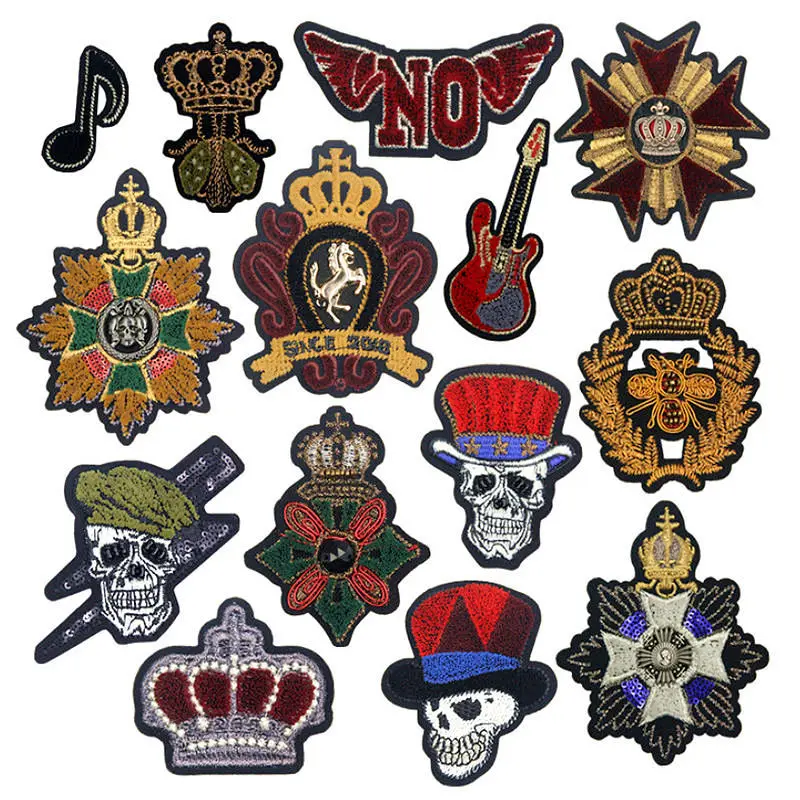 

14Pcs/Pack Skull Musical Instrument Embroidery Patches For Clothing DIY Iron On Badge Denim Jacket Hat Bag Decorative Decals