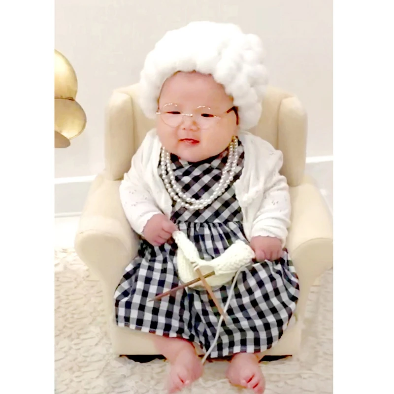 Funny Baby Photography Prop Costume Infant Girls Cosplay Grandma Clothes Outfits P31B