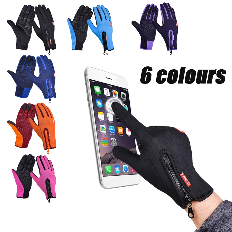 Touchscreen Cycling Gloves,Men Windproof Thermal Fleece Warm Bicycle Bike Ski Gloves,Waterproof Sports Full Finger Hiking Gloves