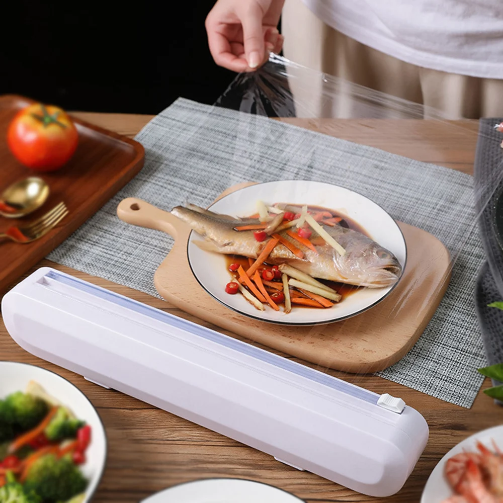 Cookware Tool Food Wrap Cutter Plastic Wrap Sharp Cutter Foil Cling Film Wrap Dispenser Punch-free Fixing Kitchen Tool