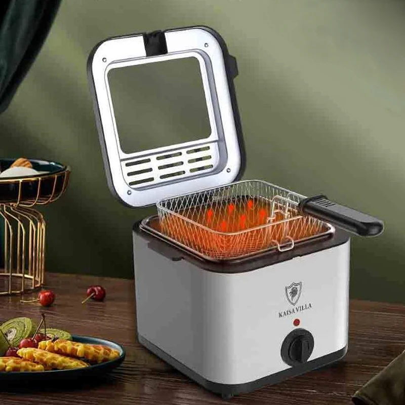 2.5L Electric Fryer Deep Fryer Home French Fries Chicken Leg Chicken Wings Stainless Steel Separate Skewers